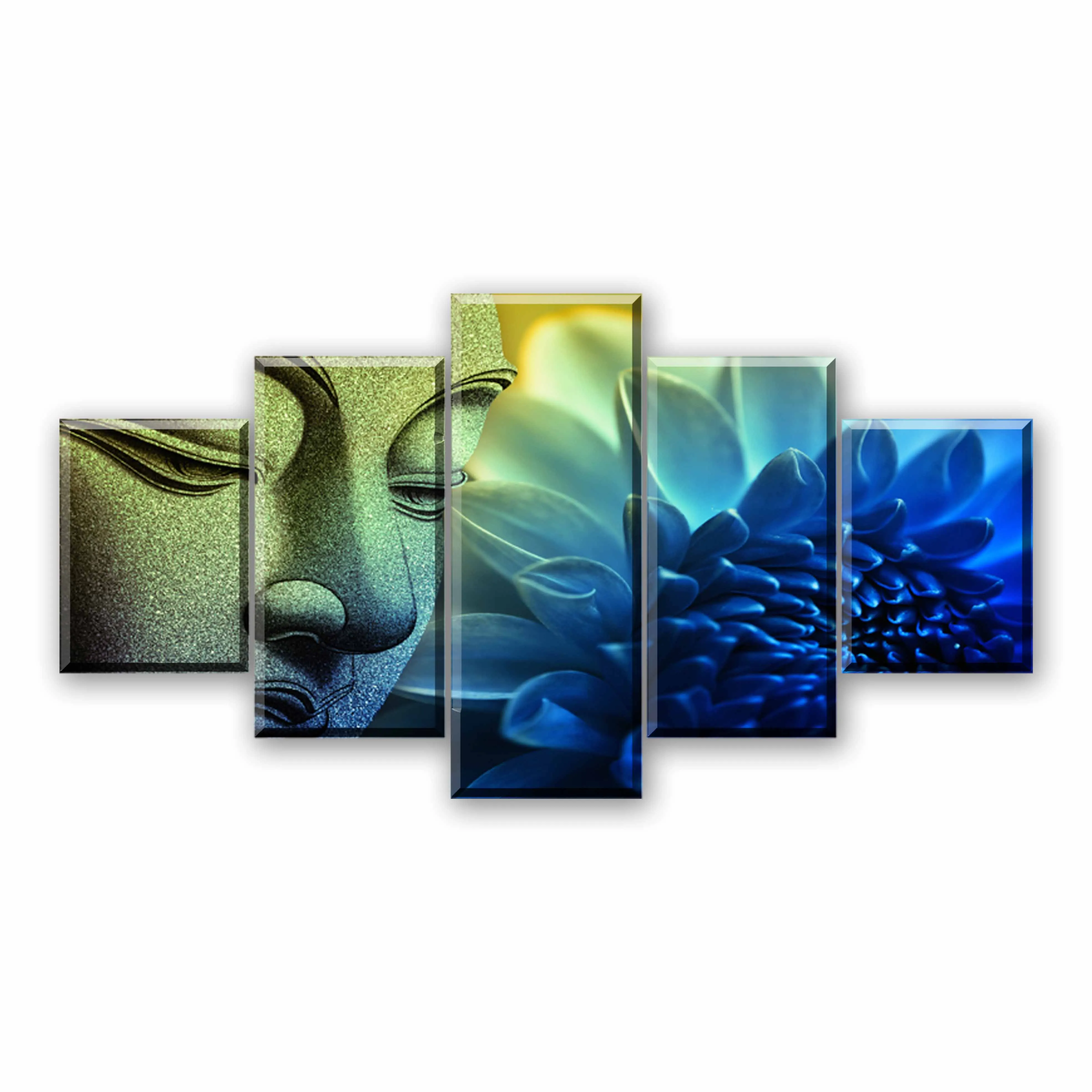 

5 Panels Wall Art Pictures Home Decor Lotus Buddha Canvas Painting Calligraphy Living Room HD Printed Poster