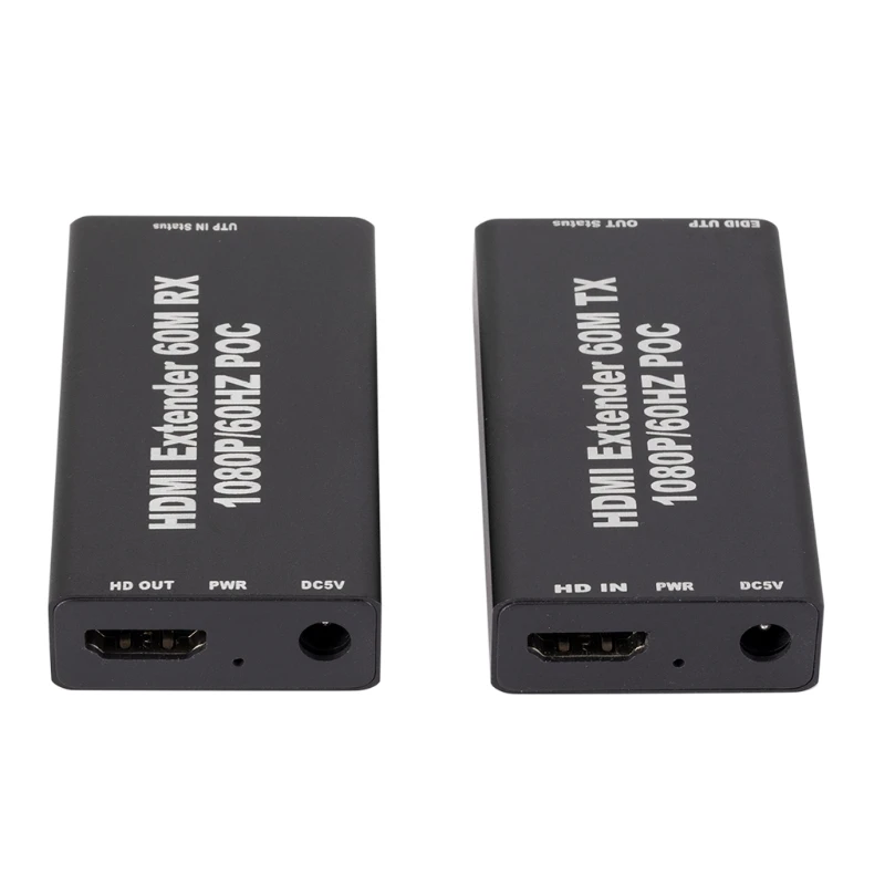 

Extender Audio Over Signle RJ45 Cat5e Cat6 Ethernet Converter Adapter 60M HDMI-compatible Extender Cable