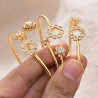4pcslot dubai france gold color bangles female zircon stone can open bracelets for women cold color bangles wedding bracelet