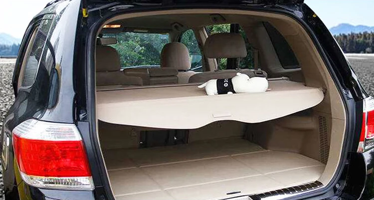 Manual door For Toyota Highlander 2004-2013 Aluminum+Canvas Rear Cargo Cover privacy Trunk Screen Security Shield shade Accessories - Цвет: Manual door