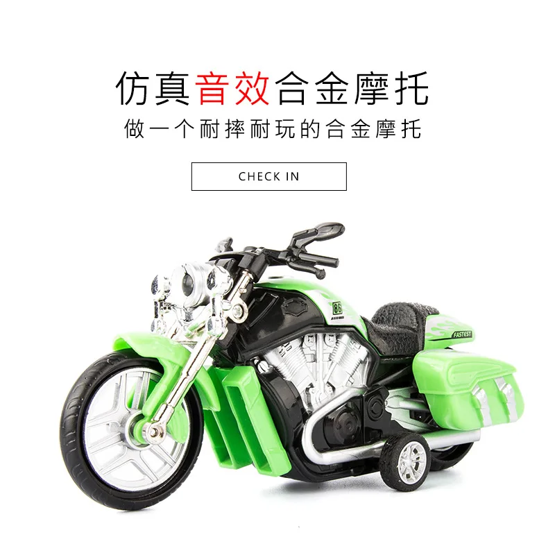1:16 Diecast Motorcycle Model Simulation Sound Light Pull Back Men Racing Police Car Models Kids Toys Motorcycle Collection Gift - Цвет: Racing Car-Green