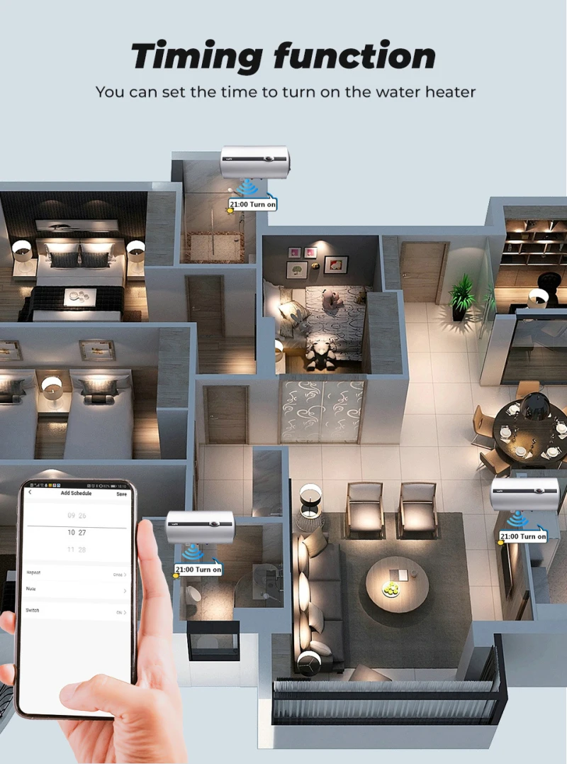 

Type 86 switch zero-fire graffiti app timing remote voice control water heater APP remote control Timing Share high quality