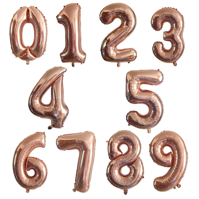 

32 40 Inch Number Balloons Big Rose Gold Silver Black Figure Foil Balloon Wedding Birthday Party Decoration Balloons