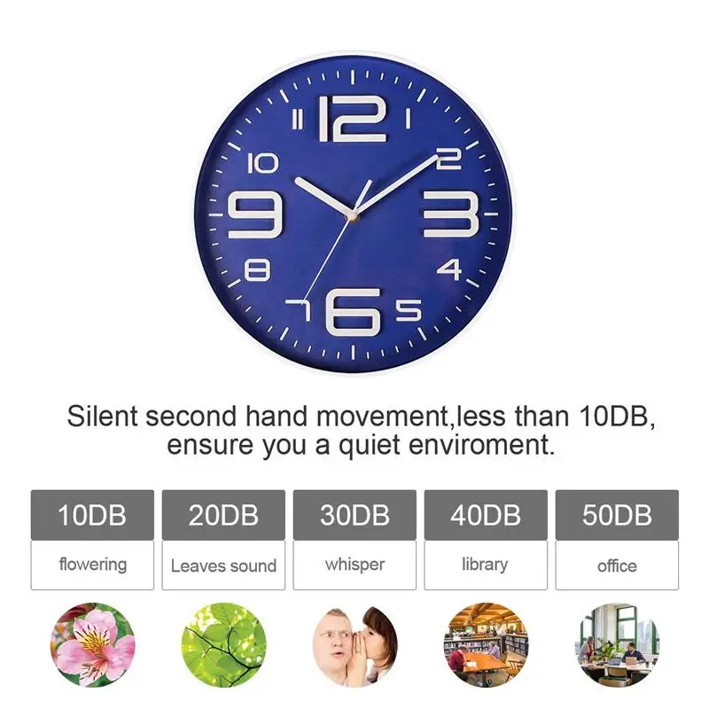 Большие бесшумные настенные часы с 3D цифрами для помещений работающие от