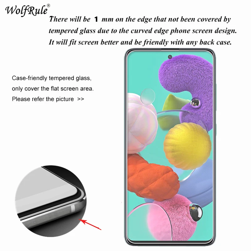 2 piezas para Samsung Galaxy A51 vidrio para Samsung A51 vidrio templado 9H Hard Flim Protector de pantalla de vidrio Protector para Galaxy A51-2