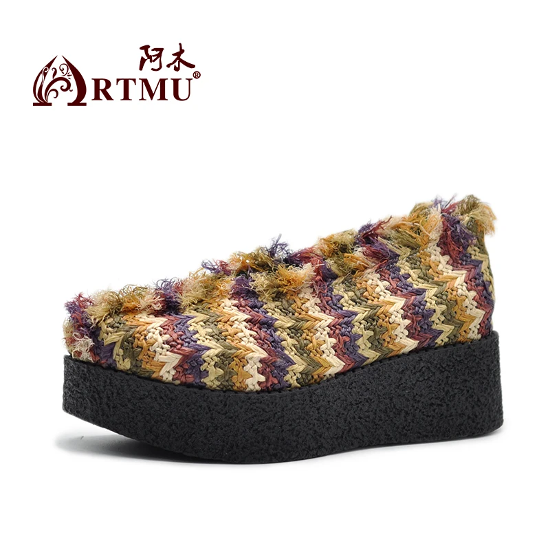 Artmu/оригинальные туфли на платформе с контрастными полосками Женские ручной