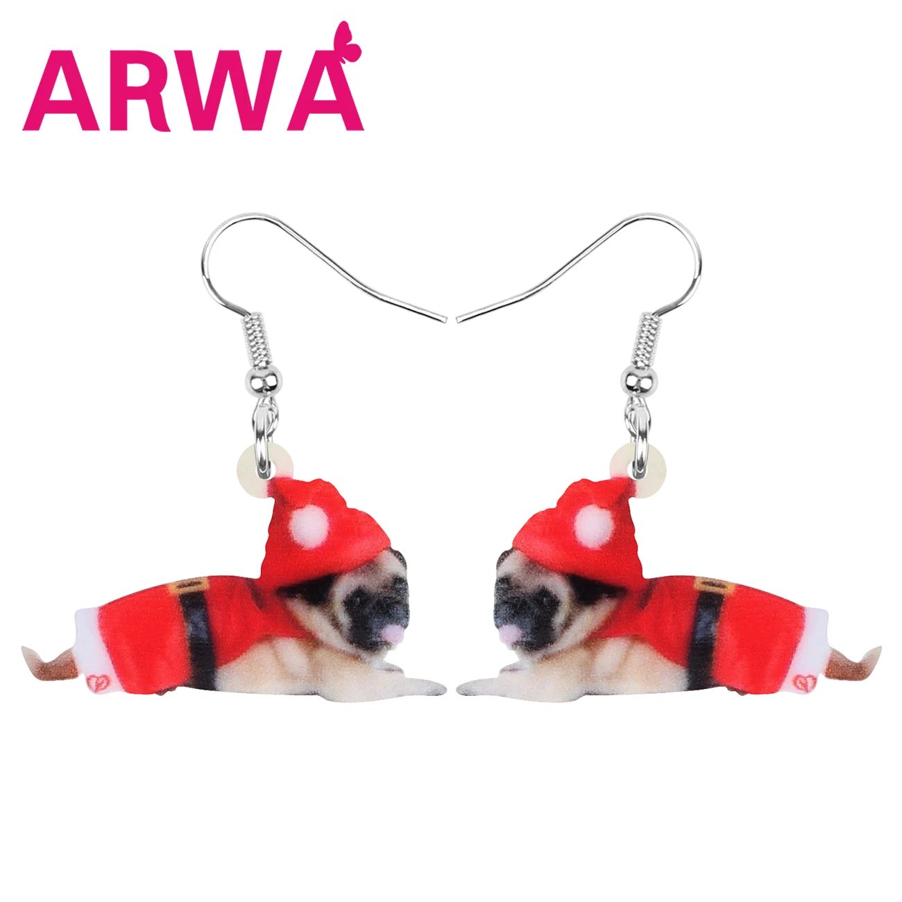 Bonsny Акриловая Рождественская шапка костюм форма мопса серьги-подвески в форме