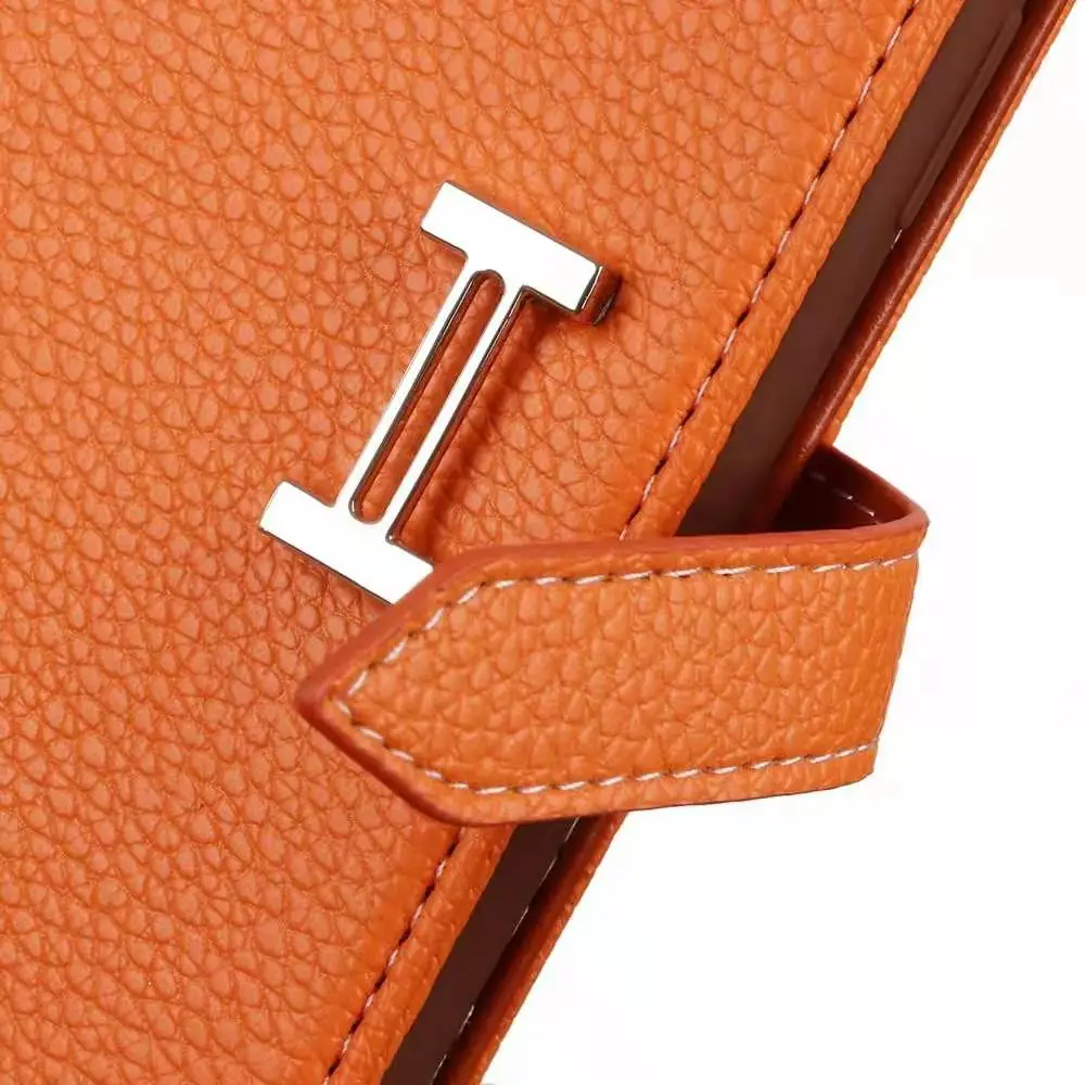 super luxury litchi leather filp cases for iphone 13 12 11 pro xs max 7 8plus xr brand wallet cover cute dangler phone accessory free global shipping