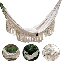 large 2 person fringed deluxe double hammock net swing chair indoor hanging swing hammock boho style brazilian macrame delivery