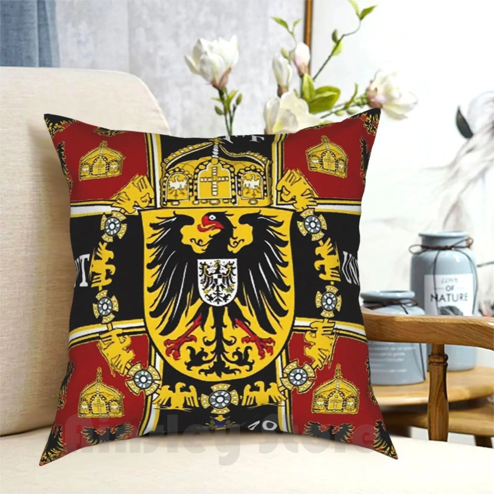 

Prussian Battle Flag Of 1870 On Red Pillow Case Printed Home Soft Throw Pillow German Prussia Vintage Germany Prussian