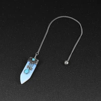 reiki chakra bullet hexagonal pendulum natural tiger eye stone opal pendant amulet meditation suspension pendulums for men women