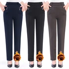 Брюки-карандаш женские, зимние, теплые, прямые, с вельветовой подкладкой, с высокой талией, большие размеры, 5Xl, размера плюс