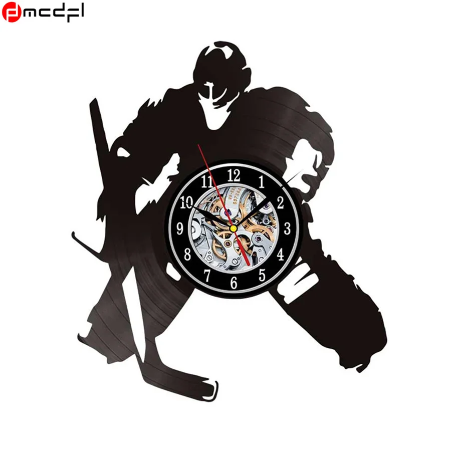 Домашний декор 12 дюймовые настенные часы С Хоккейным дизайном винтажное