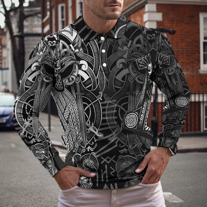 Мужская рубашка-поло с длинным рукавом пуговицами и отворотами - купить по