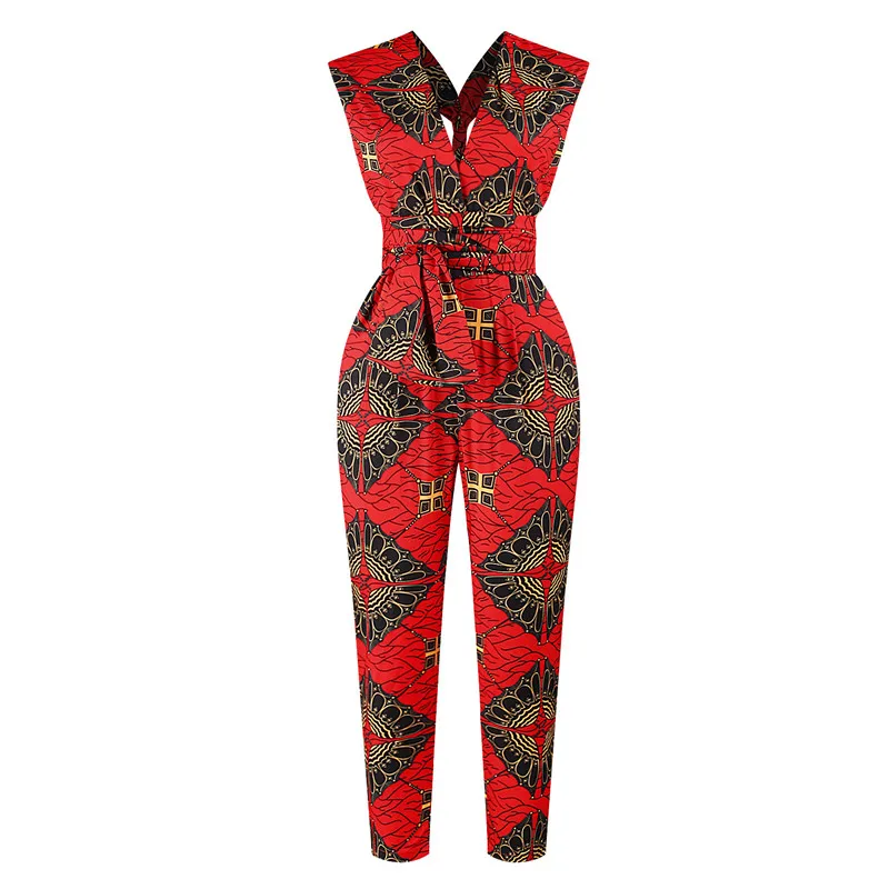 

Fashion Ladies 2020New Year African Clothes Style DIY Bandage Robe Africaine Jumpsuit Ethnic Sexy Dress For Women