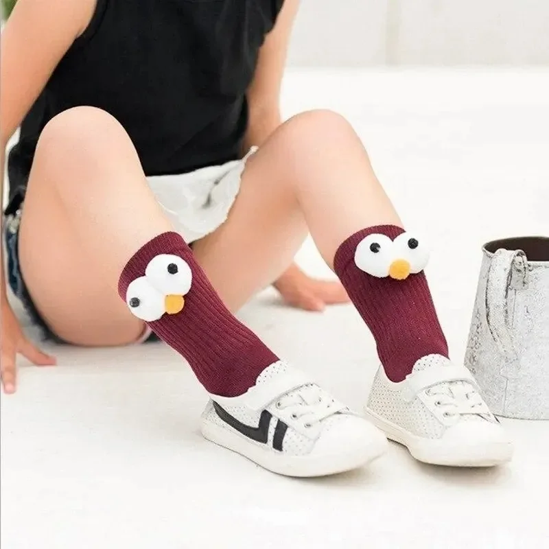 

Spring combed cotton creative autumn big eye pile baby boys girls socks children socks Medium stockings