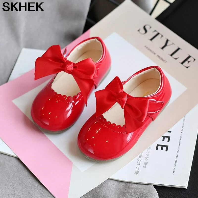 

SKHEK новейшие летние детские туфли 2020 модные кожаные милые детские сандалии для девочек малышей дышащая обувь с бантом