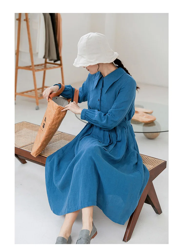 

Youshan's stone mill linen long skirt dress spring 2021 new women's clothing 210138