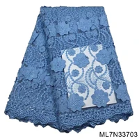 latest african net fabric blue tulle fabric embroidered french knit fabric 5 yard lace fabric with sequins for wedding ml7n337