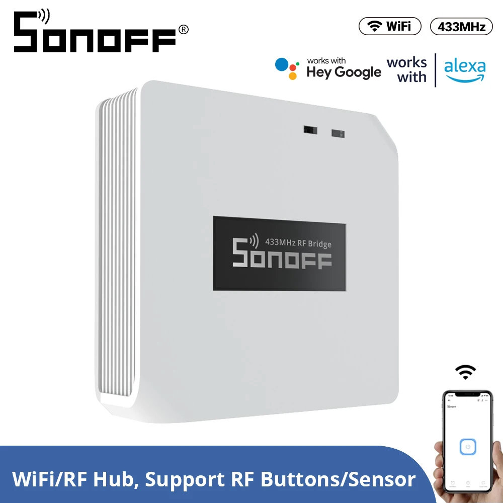 

SONOFF RF BridgeR2 WiFi 433 МГц беспроводной смарт-контроль ler eWelink приложение дистанционное управление домашняя Автоматизация работает для Google Home,Alexa