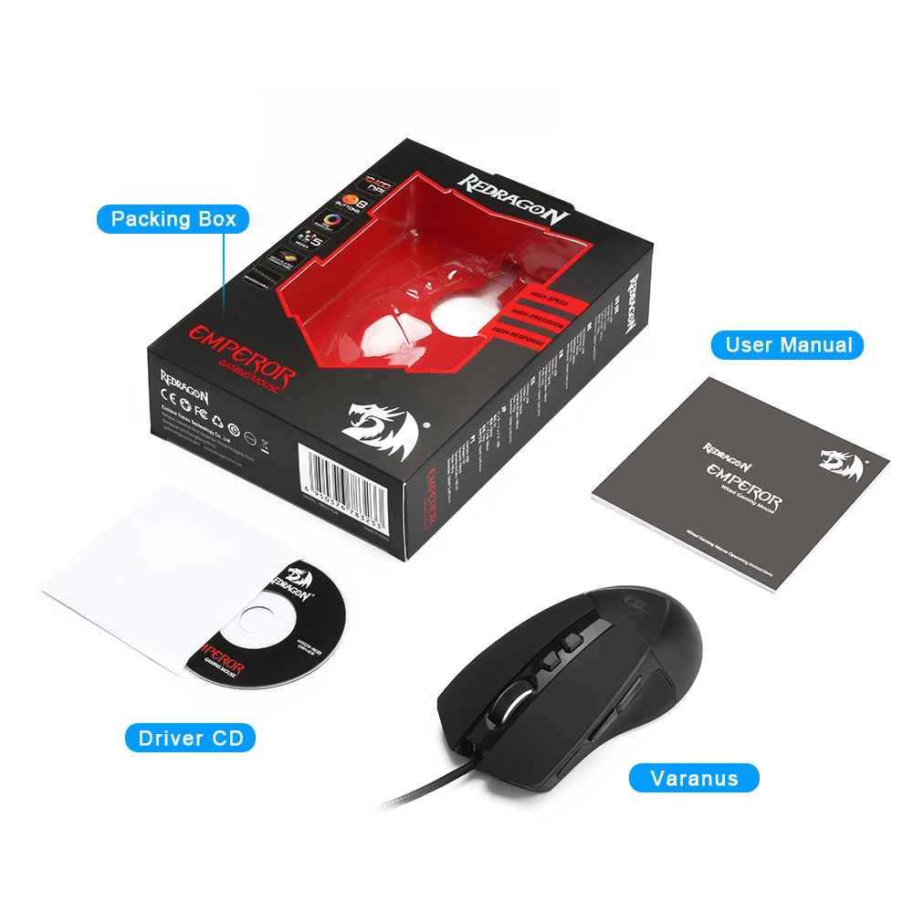 

Redragon Emperor RGB USB Gaming Mouse Wired 12400DPI 8 Buttons For Computer Programmable Optics Mice Gamer PC laptop M909