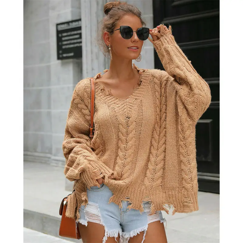 Women Fashion Casual V Neck Sweaters Autumn Ladies Long Sleeve Tops | Женская одежда