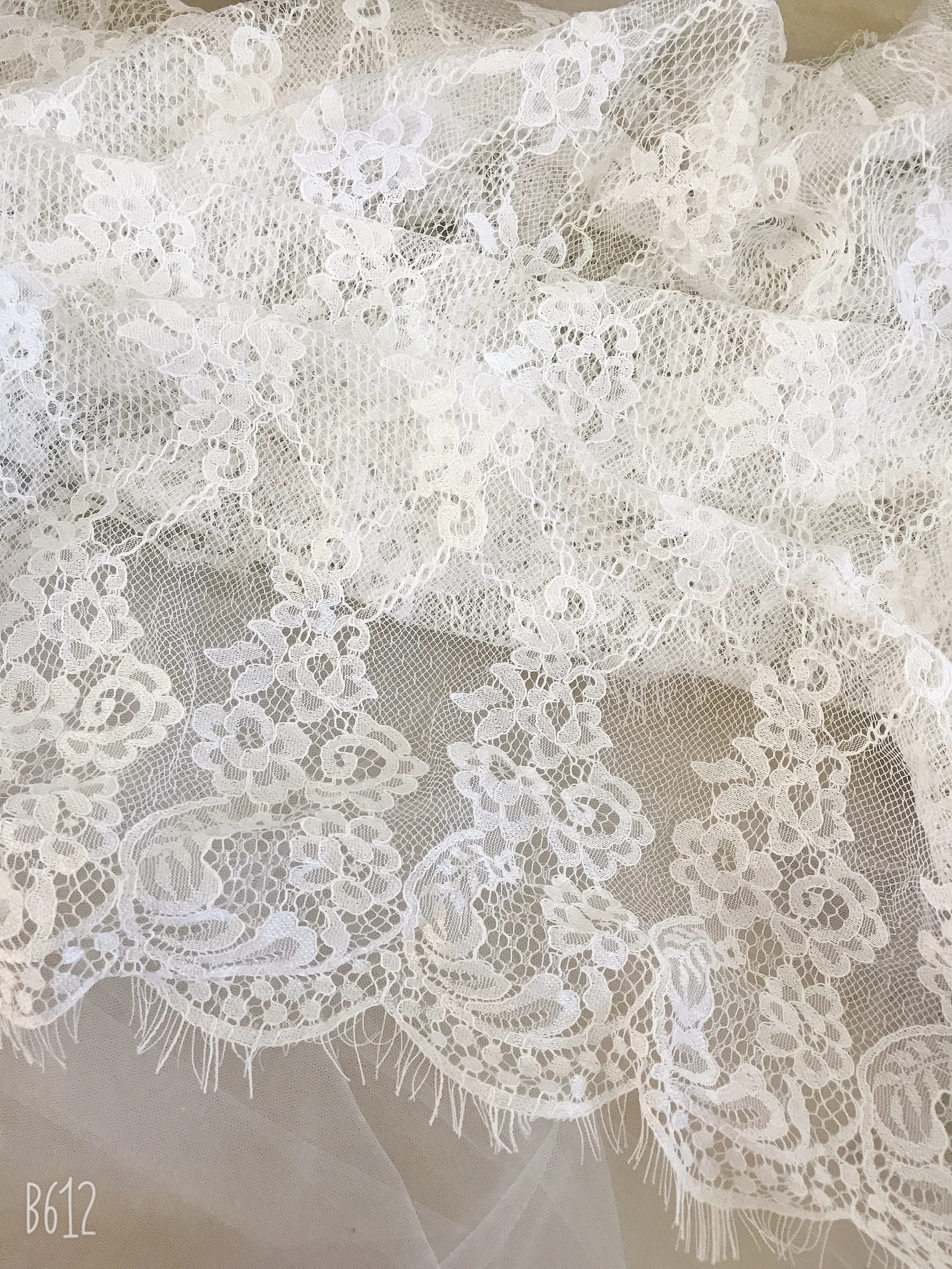3 ярда Белое Кружевное французское свадебное платье Шантильи кружевная ткань для