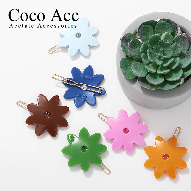 

13 COLORS wholesale ins amazon hot sale cute fancy flower candy color hair clips for women kids girls