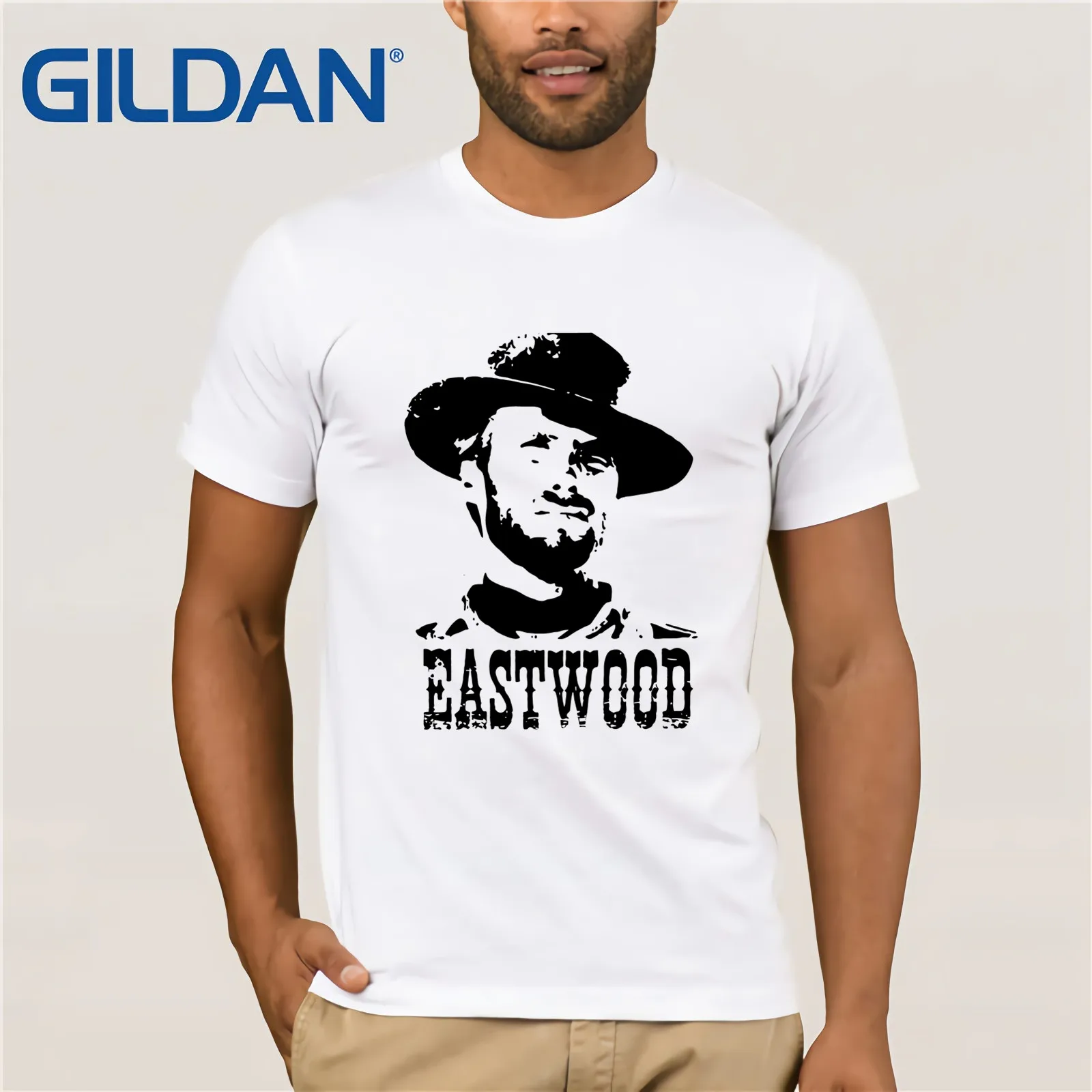Клин Иствуд футболка Рубашка с короткими рукавами О-образным вырезом футболки 100%