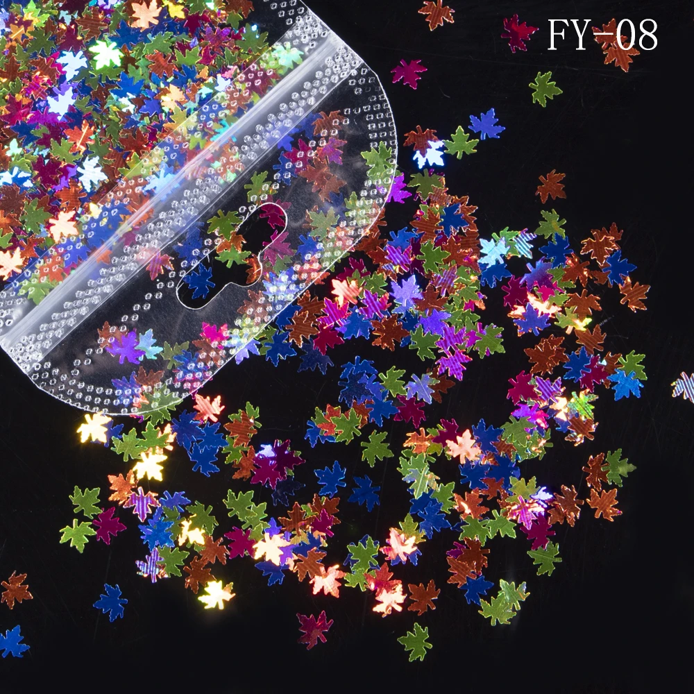 1 сумка в виде кленового листа нейл арта блестками пайетками смешанный осенними