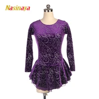 figure skating costume dress customized competition ice skating skirt for girl women kids gymnastics performance purple silver