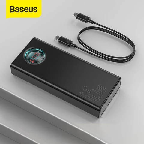 Baseus 65 Вт внешний аккумулятор 30000 мАч QC3.0 Быстрая зарядка типа C Быстрая зарядка портативный внешний аккумулятор для Samsung для Huawei