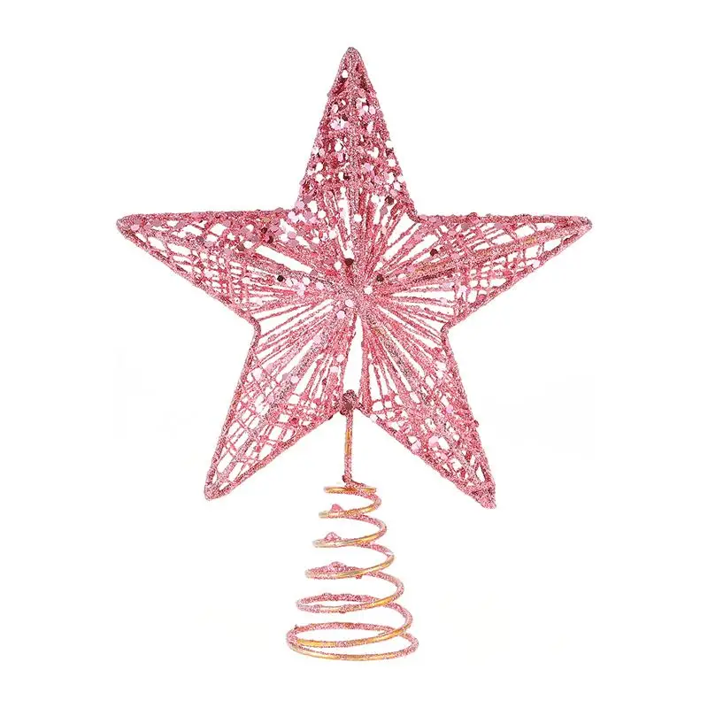 

1Pc Exquisite Iron Art Ornament Beautiful Tree Star for Christmas (Pink)