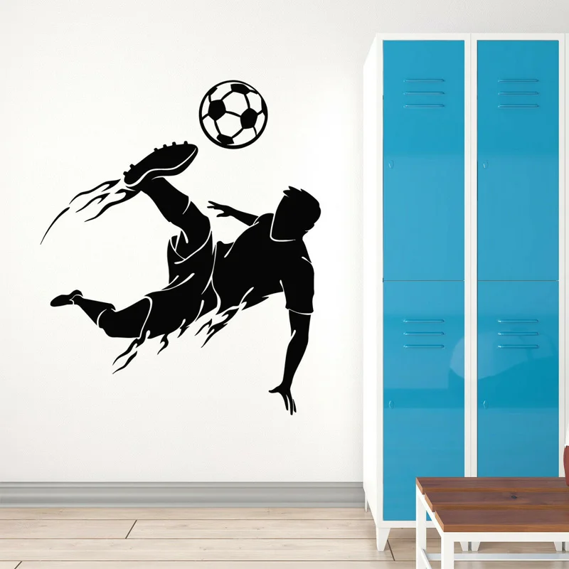 

Soccer Player Ball Team Game Football Sport Wall Sticker Vinyl Home Decor for Boys Room Bedroom Decals Transfer Film Murals S415