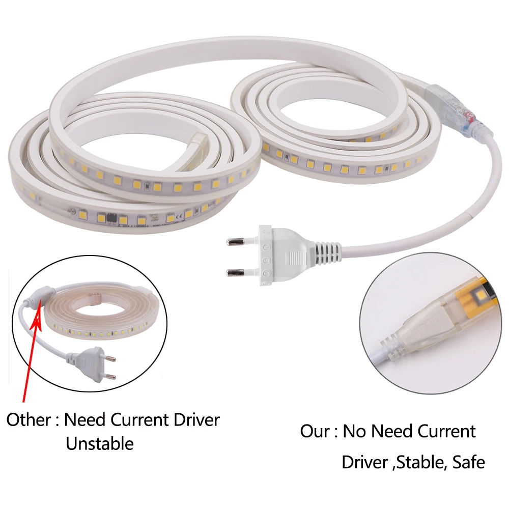 Светодиодная лента AC 220V SMD 4040 100 светодиодный s/m наружная Водонепроницаемая