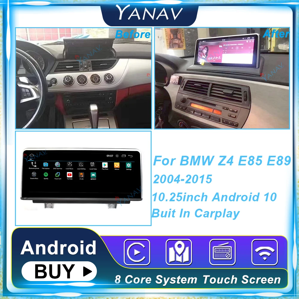 

10.25 Touch Android 10.0 128G Car Radio Video For BMW Z4 E85 E89 2004-2015 Dvd GPS Multimedia Carplay Head Unit Stereo Receiver