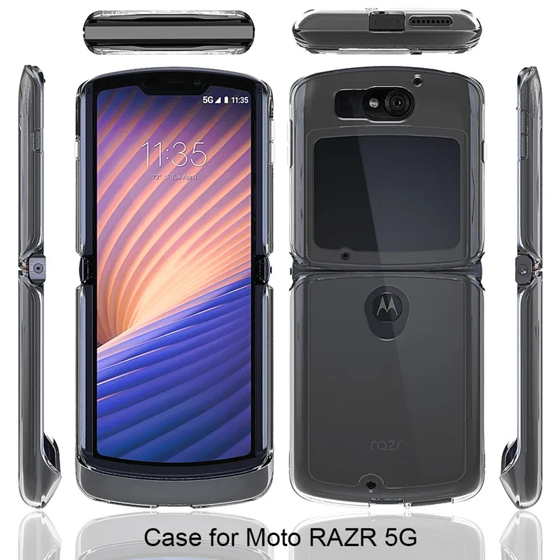Чехол 2 в 1 с полной защитой для Motorola Moto Razr 5G 2020 противоударный Прочный Прозрачный