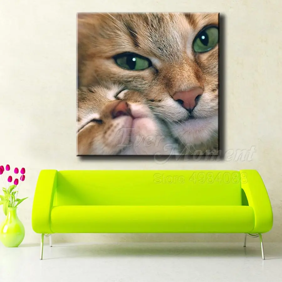 Алмазная мозаика с зелеными глазами и кошками модель 3F2167 | Дом сад