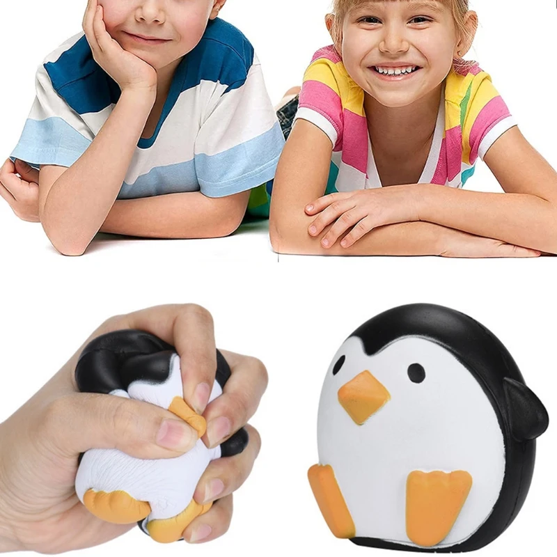 

Squeeze Toy Penguin Sensory Fidget Vent Ball Rainbow Color Stress Relief Figurine for Toddler Adults Birthday Xmas Gift