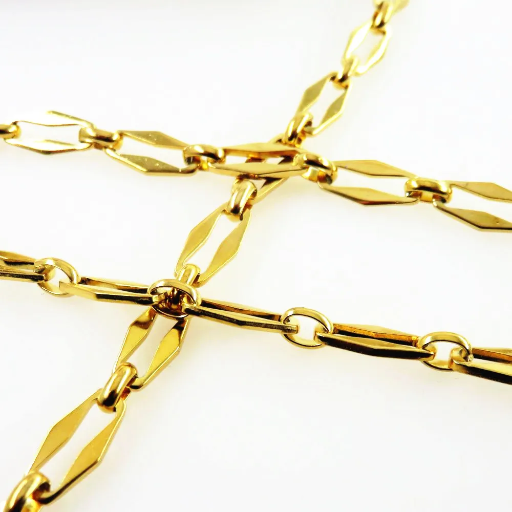 

7*15mm Gold Color Stainless Steel Rhomb Link Chains DIY Jewelry Making Necklace Bracelet Findings