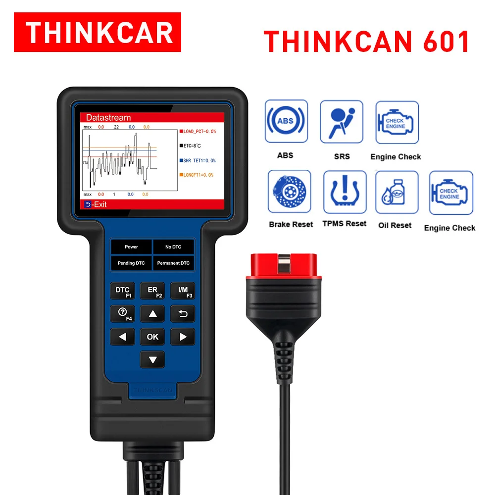 Автомобильный диагностический инструмент OBD2 THINKSCAN 601 для En/ABS/SRS & 4 сервисы сброса