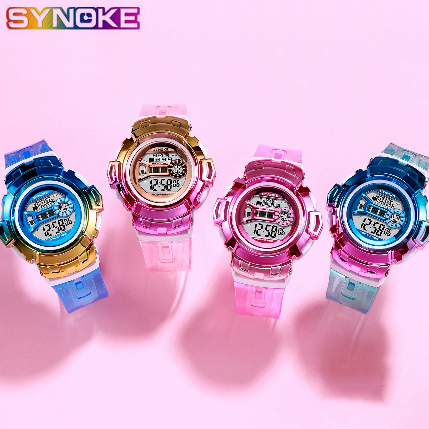 Часы наручные SYNOKE для мужчин и женщин Модные Цветные повседневные прозрачные