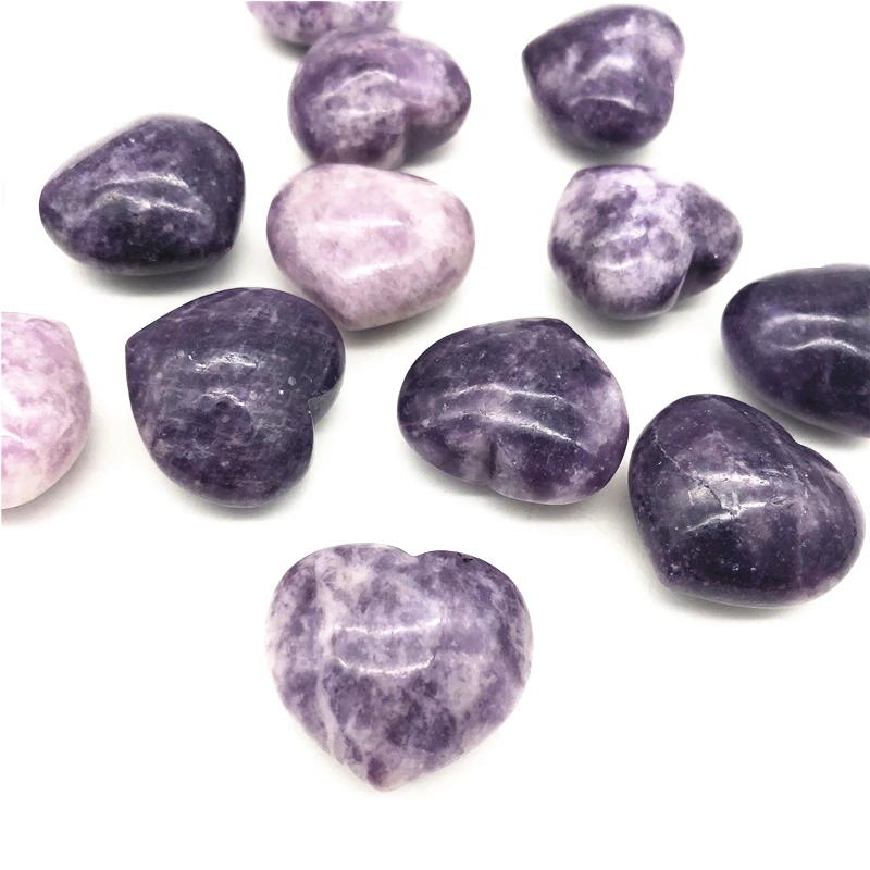 

1PC Natural Purple Lepidolite Heart Shaped Quartz Crystal Reiki Healing Stone DIY Natural Stones and Minerals