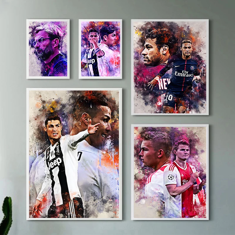 

Football Sport Star Watercolor Poster Prints Soccer Paulo Dybala Player Canvas Painting Room Wall Art Picture Home Decor