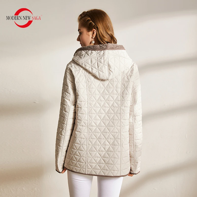 MODERN NEW SAGA Autumn Women Jacket Warm Cotton Padded Jacket Hooded Zipper Parkas Female Coats Spring Casual Jacket Plus Size
