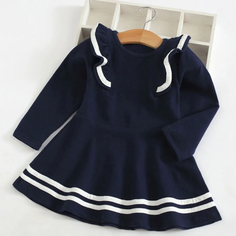 Menoea Girls Spring Dress 2020 Brand Korean Version Bow Sleeve Design Dresses Children Clothes 2-7Y Autumn | Детская одежда и