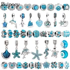 Бусины Buipoey в голубом морском стиле, морская звезда, черепаха, дельфин, подвеска-Шарм, подвеска для рукоделия, изготовление искусственных бусин