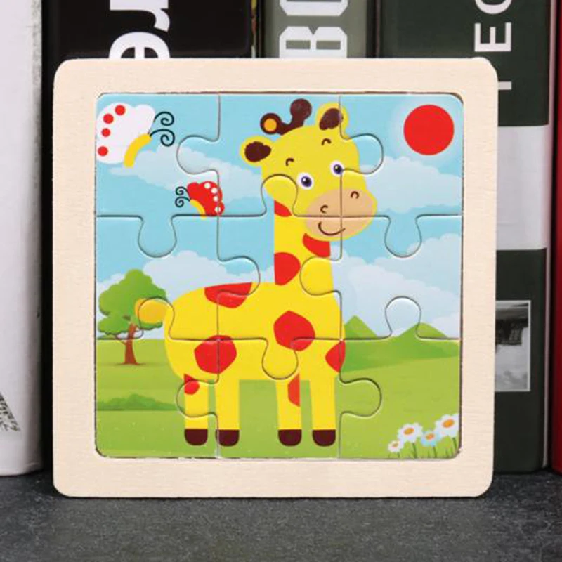 

11*11 см детская игрушка деревянная головоломка деревянная 3D головоломка для детей Детские Мультяшные животные Пазлы обучающая игрушка мини ...