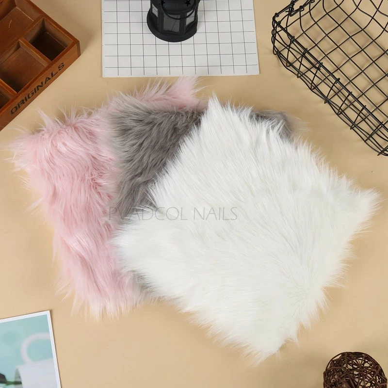

Nail Art Soft Fur Table Mat Salon Manicure Practice Cushion Foldable Washable Hand Rest Pad Photo Background Tool
