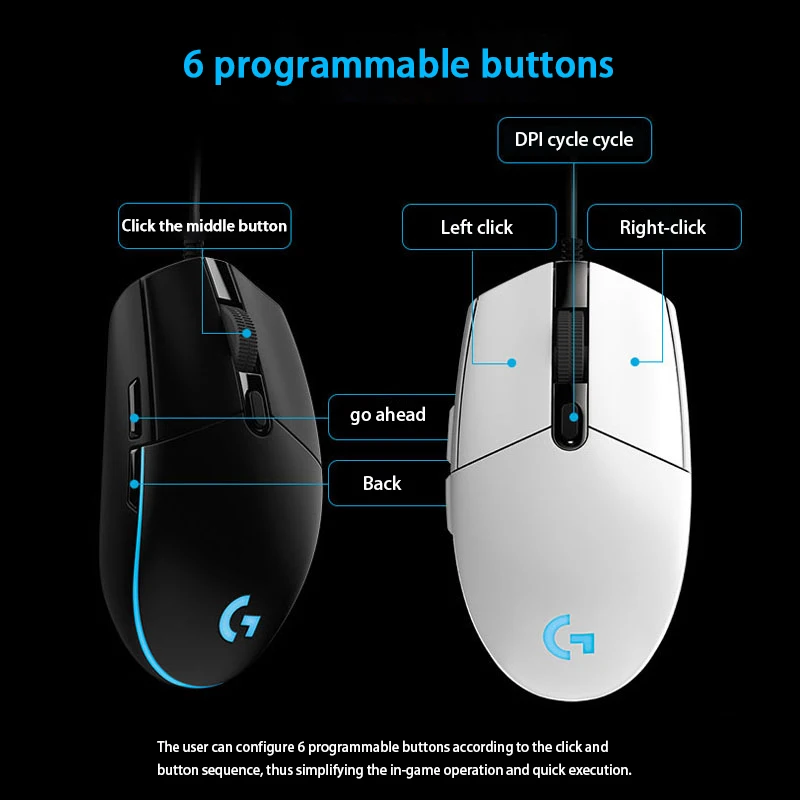 Мышь Logitech G102 Lightsync Проводная игровая мышь с боковой кнопкой и подсветкой